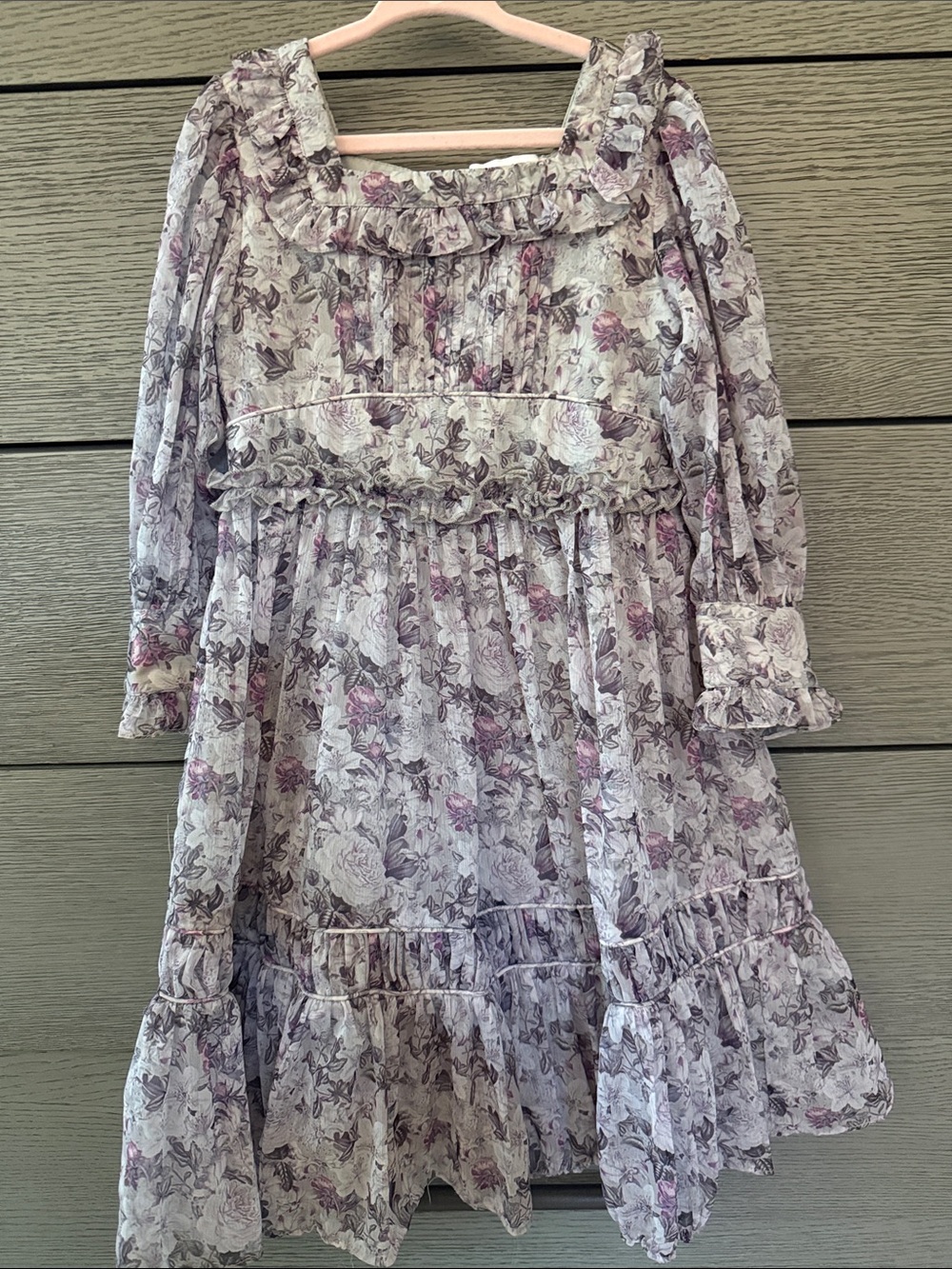 Ivy City Co Mini (Girls) Lavender and Pink Floral Ruffle Tiered Dress